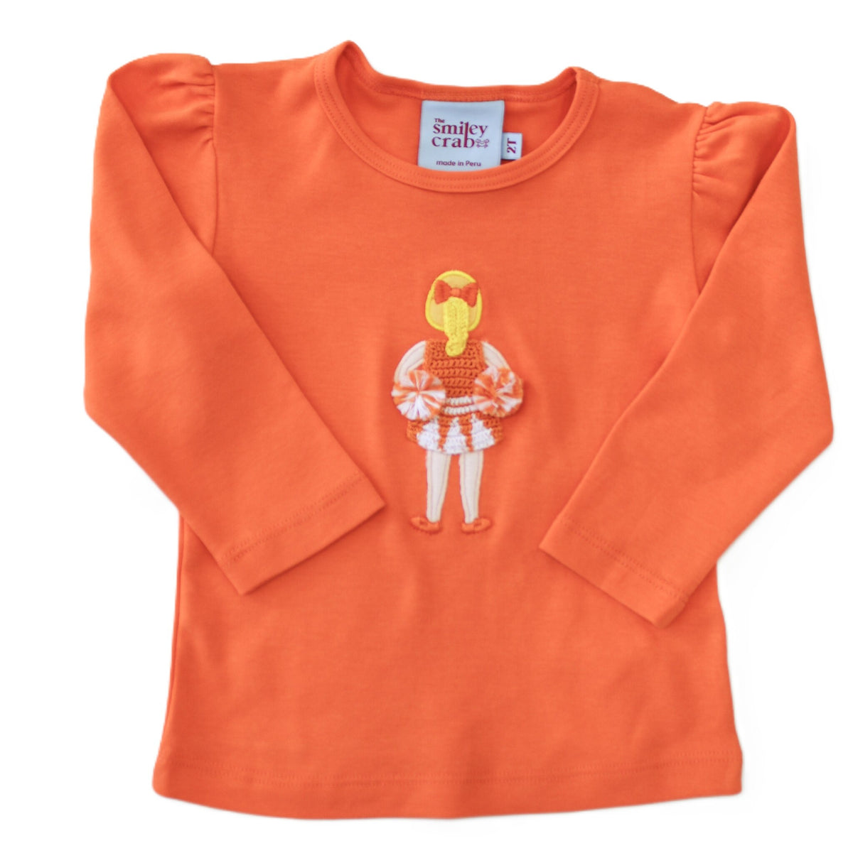 The Smiley Crab Orange Cheerleader w/Pom Poms LS Shirt