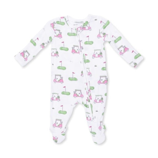 Angel Dear Golf Carts Pink Ruffle Zipper Footie