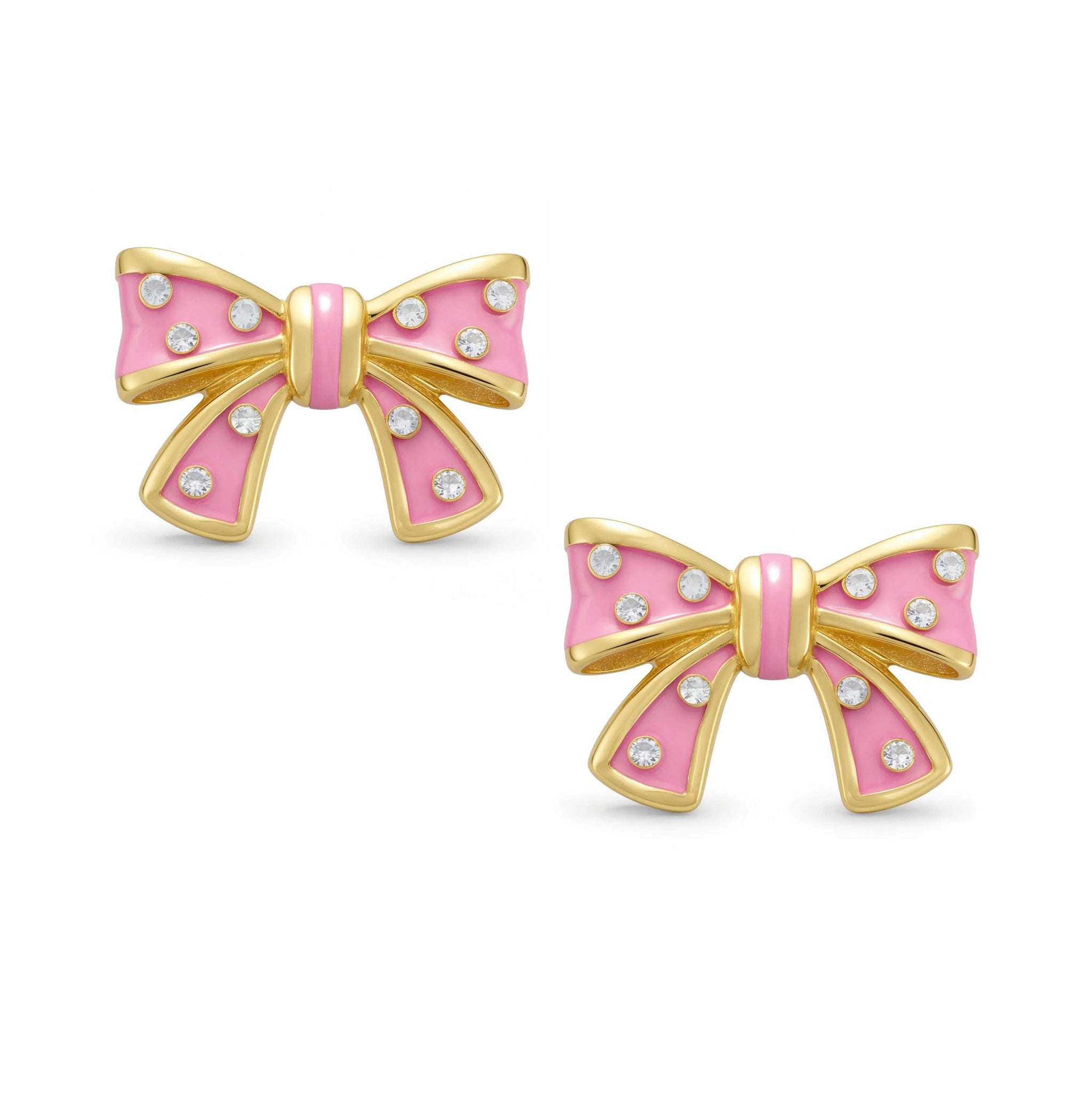 Lily Nily Bow Stud Earrings w/Crystals