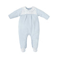 Babidu Blue Emb Dot Collar Footie