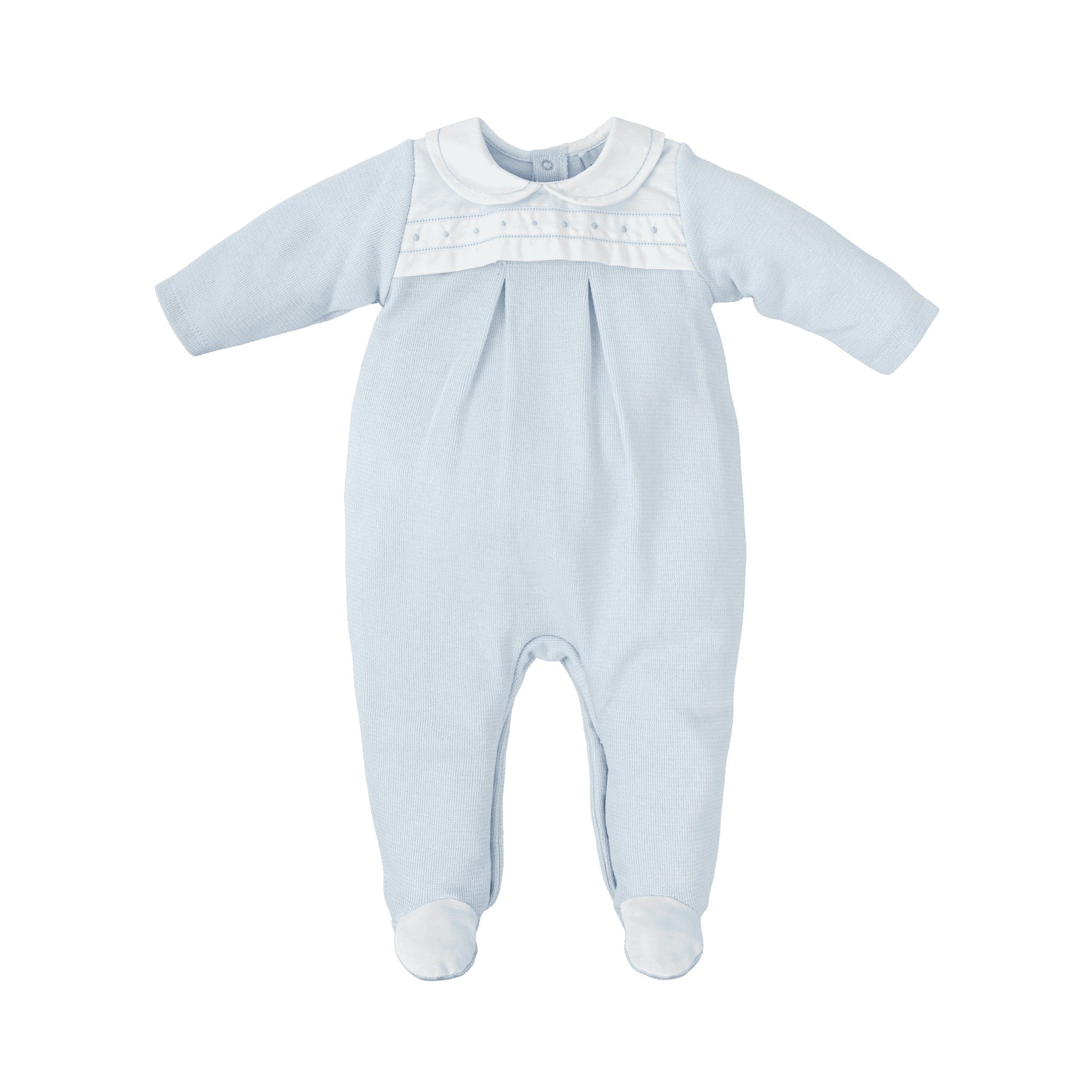 Babidu Blue Emb Dot Collar Footie