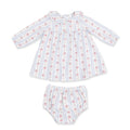 Angel Dear Anna Floral Stripe - Long Sleeve Peter Pan Ruffle Collar Dress and Bloomer