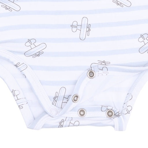 Angel Dear Airplane Stripe Henley Bodysuit