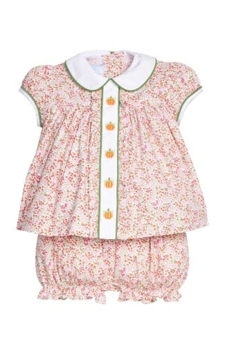 Little English Ruffled Sally Bloomer Set - Pumpkins