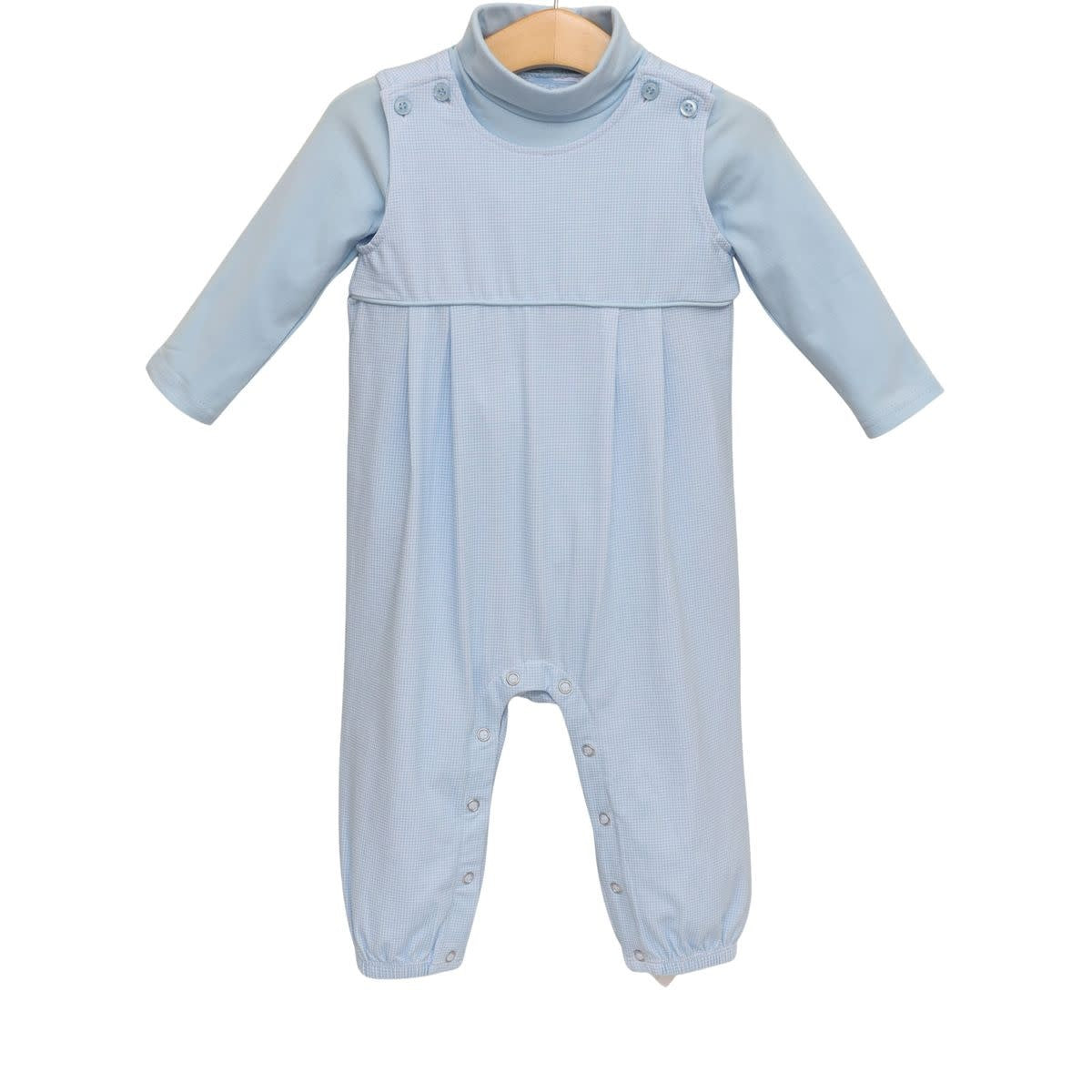 Trotter Street Kids Lt. Blue Gingham Archie JonJon Set