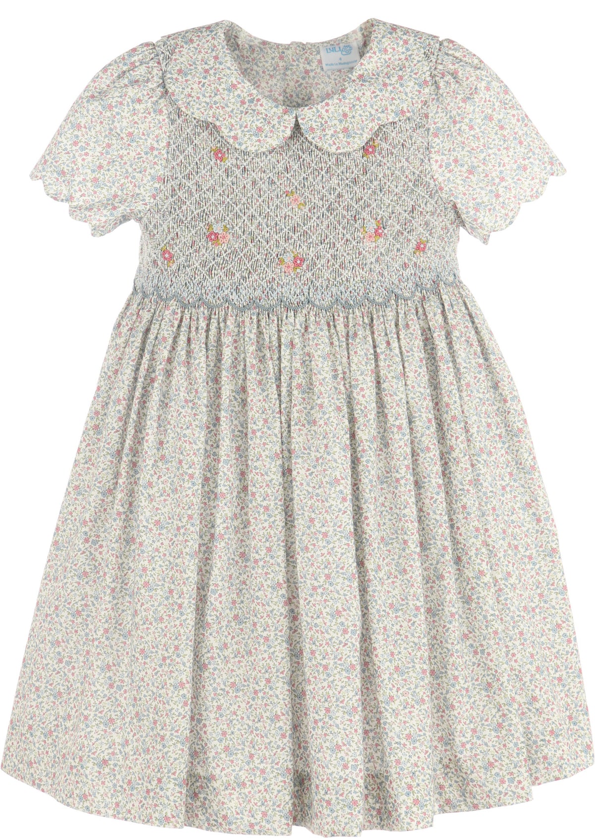 Luli&Me Blue Fall Blossom Smock Dress