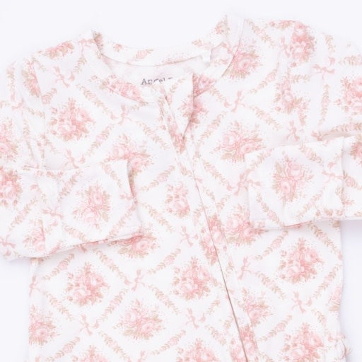 Angel Dear Rose Bow Lattice Zipper Footie