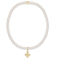 ENewton Classic Pearl 3mm Bead Cross Charm Bracelet