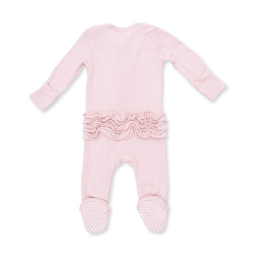 Angel Dear Solid Veiled Pink Rib Zipper Footie