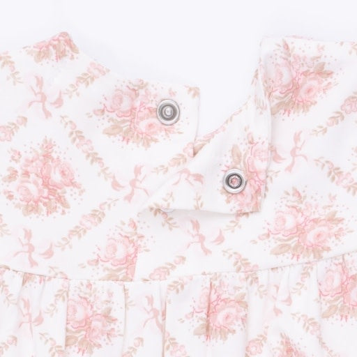 Angel Dear Rose Bow Lattice Smocked Romper
