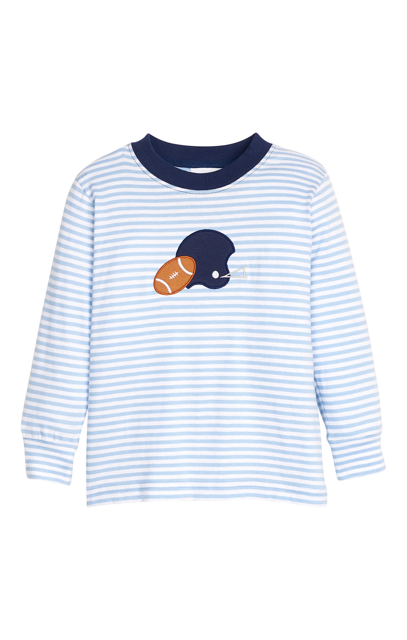Little English Blue Stripe Football Helmet LS Shirt