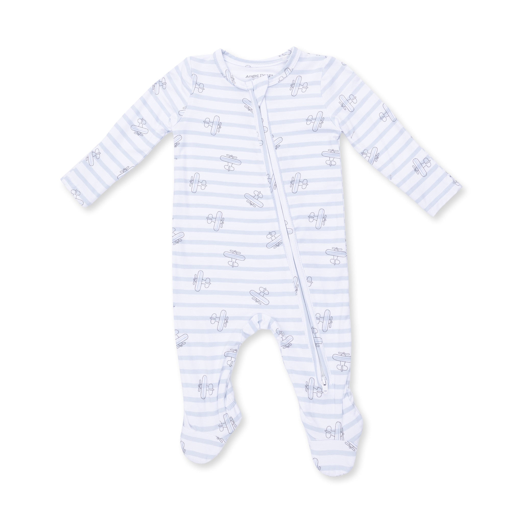 Angel Dear Airplane Stripe Zipper Footie