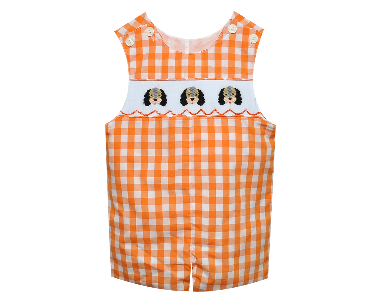 Remember Nguyen Orange Checked Hound Dog Smocked Shortall