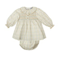 Babidu Yellow Plaid Smocked Dress Set