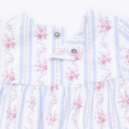 Angel Dear Anna Floral Stripe - Smocked Long Sleeve Romper