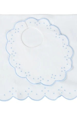 Proper Peony Scalloped Dot Bib And Burb Cloth Set