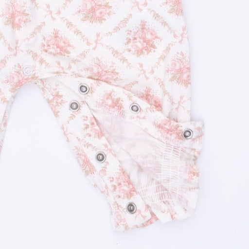 Angel Dear Rose Bow Lattice Smocked Romper