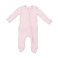 Angel Dear Solid Veiled Pink Rib Zipper Footie