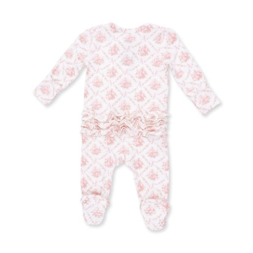Angel Dear Rose Bow Lattice Zipper Footie