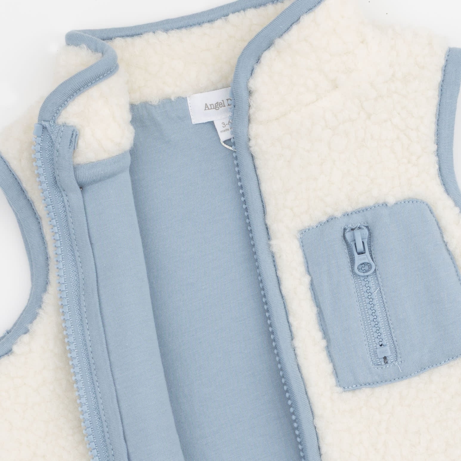 Angel Dear Sherpa Cream & Blue Zip Vest