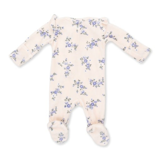 Angel Dear Sweet Hanna Floral Velour - 2 Way Ruffle Sleeve Zipper Footie