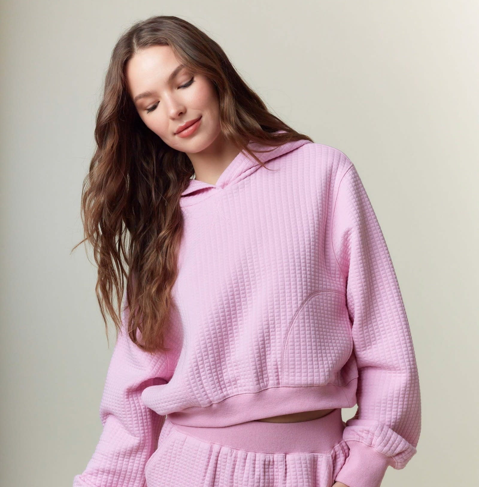 Peach Love Candy Pink Waffle Hoodie