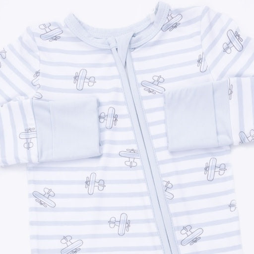 Angel Dear Airplane Stripe Convertible Romper