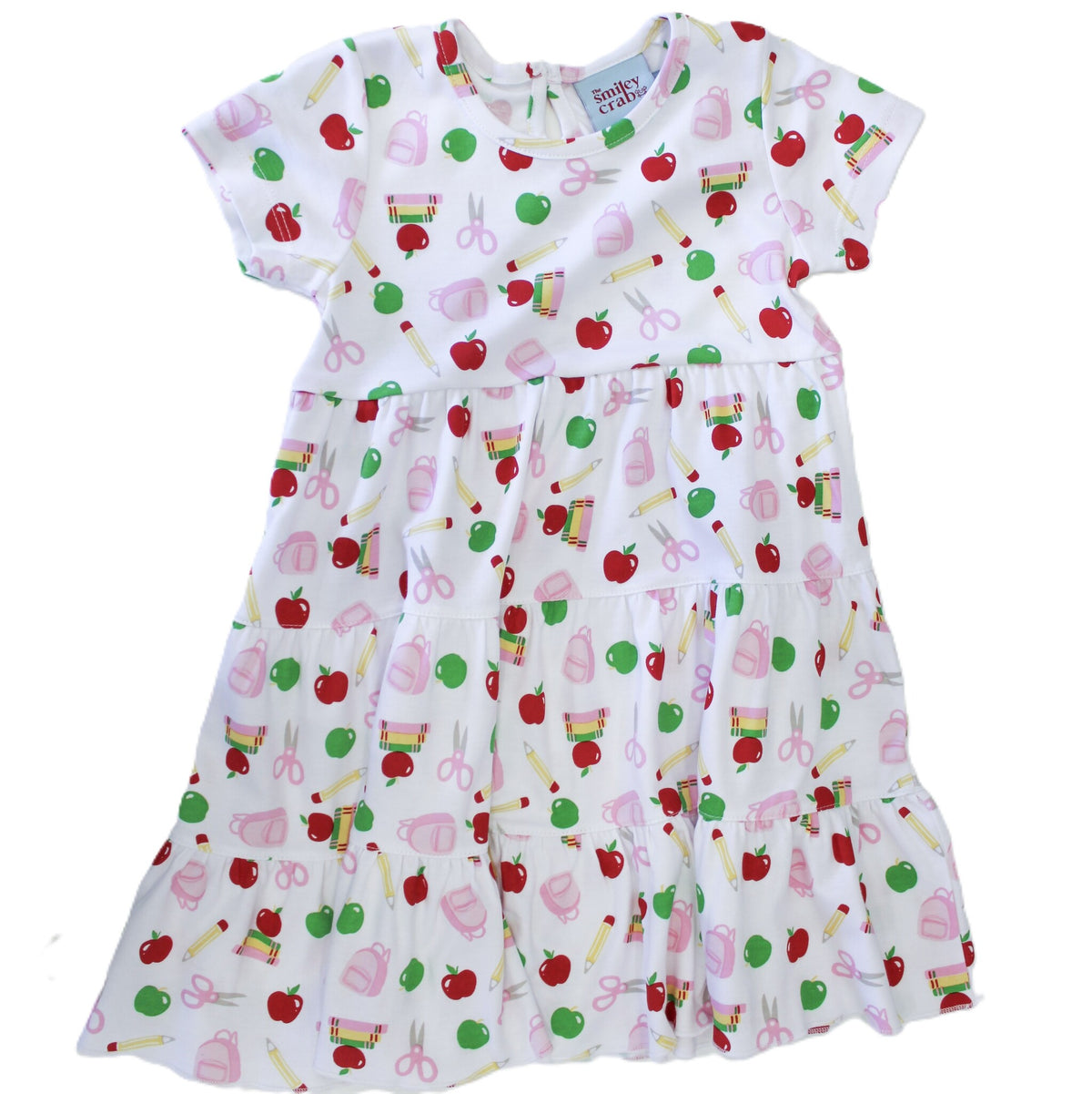 The Smiley Crab School Print Tiered Dress