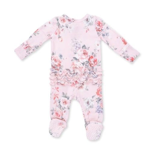 Angel Dear Painterly Rose Bouquets Ruffle Zipper Footie
