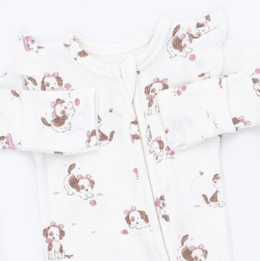 Angel Dear Explorer Puppy Pink Zipper Footie