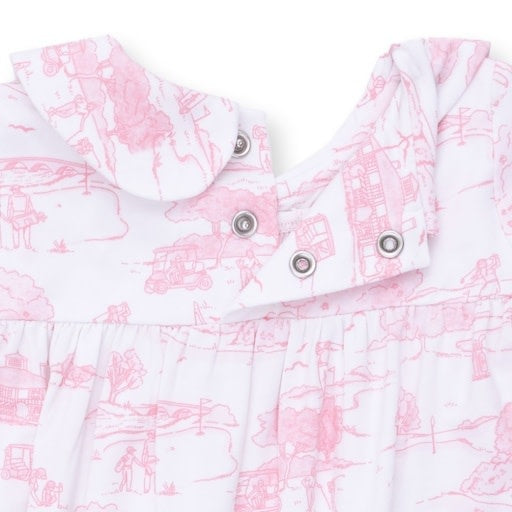 Angel Dear Golf Toile Pink Smocked Romper