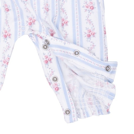 Angel Dear Anna Floral Stripe - Smocked Long Sleeve Romper