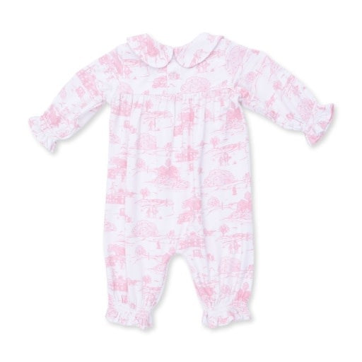 Angel Dear Golf Toile Pink Smocked Romper