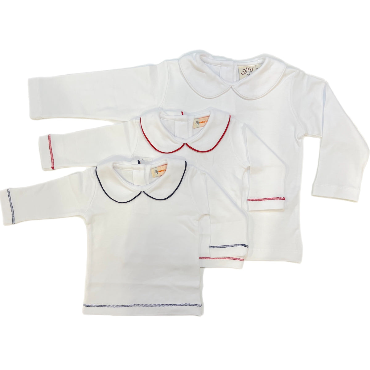 Luigi Kids Red Trim White PP Collar Shirt