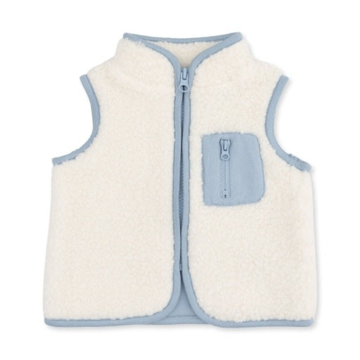 Angel Dear Sherpa Cream & Blue Zip Vest