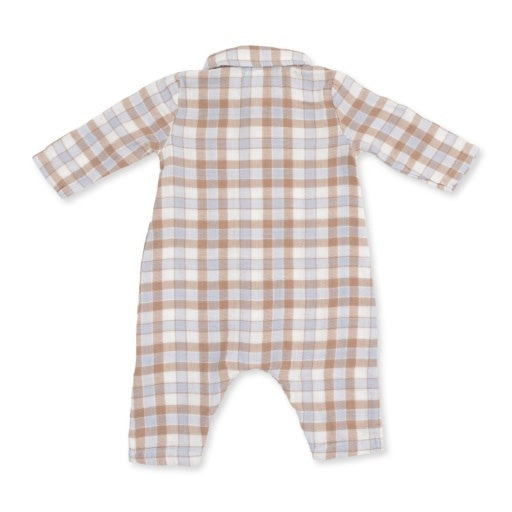 Angel Dear Western Plaid Polo Button Down Romper