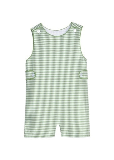 Little English Button Tab John John - Watercress Gingham