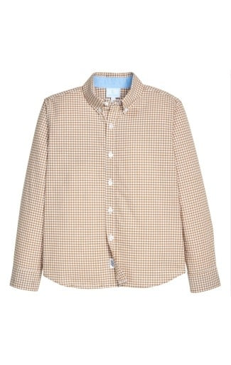 Little English Khaki Gingham Button Down Shirt