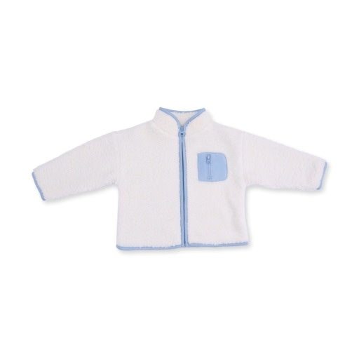 Angel Dear Sherpa Cream & Blue Zip Jacket