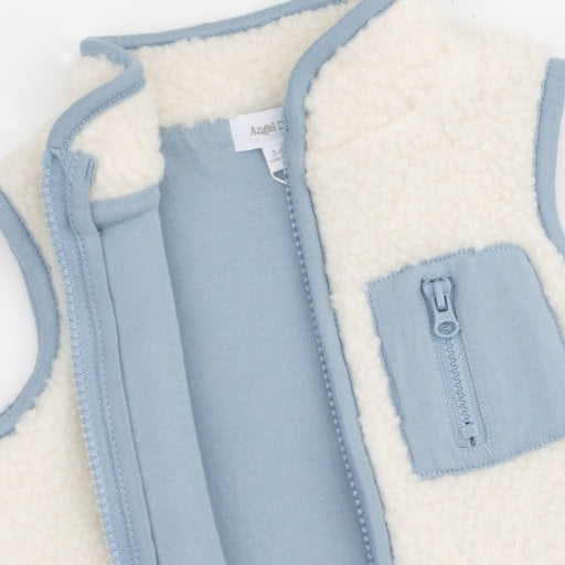 Angel Dear Sherpa Cream & Blue Zip Vest