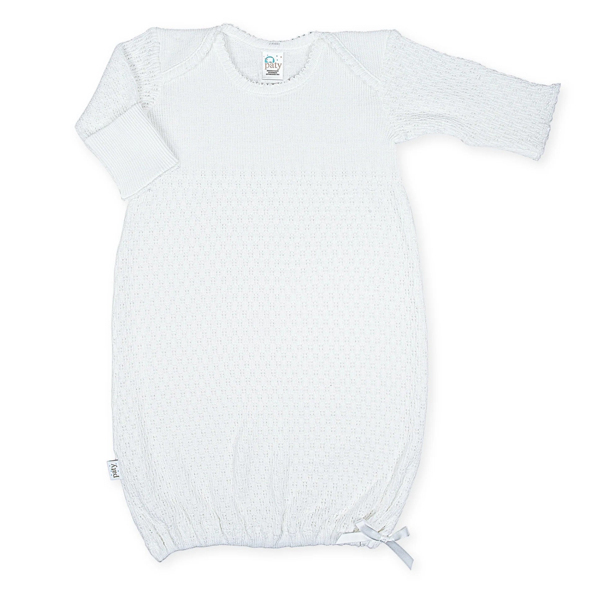 Paty White LS Day Gown