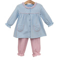 Trotter Street Kids Blue/Lt. Pink Gingham Amelia Bloomer Pant Set