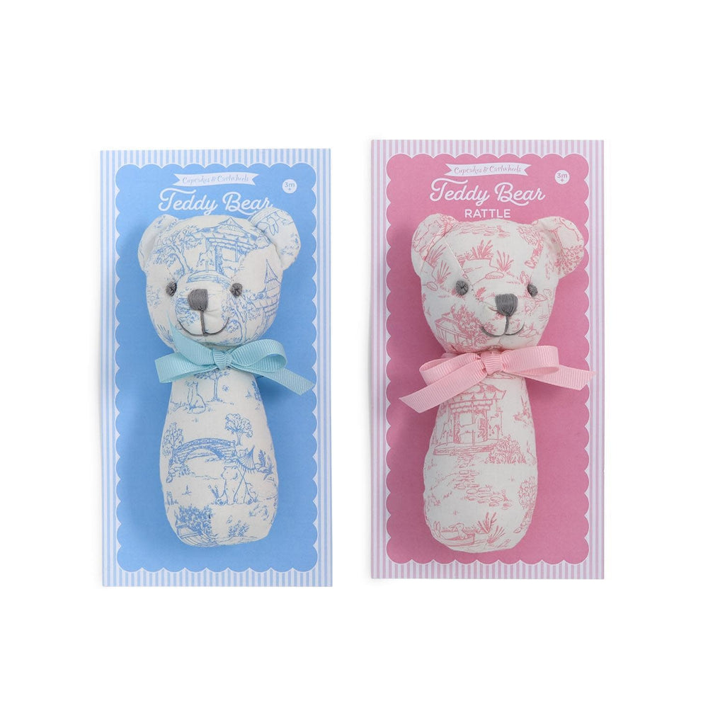 Two's Company Animal Toile Teddy Bear Stick Rattle