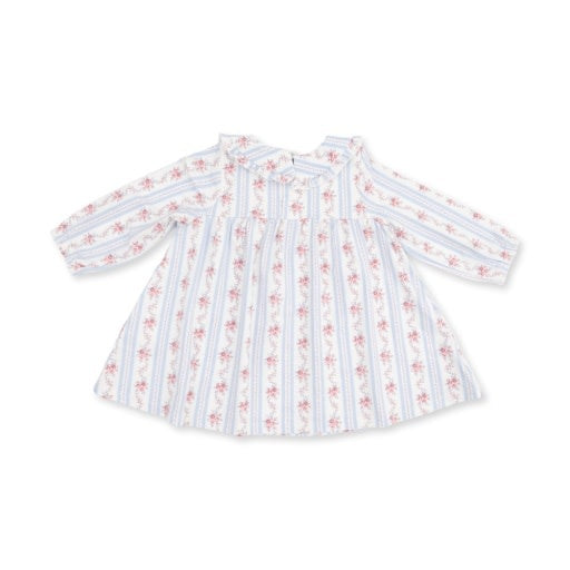 Angel Dear Anna Floral Stripe - Long Sleeve Peter Pan Ruffle Collar Dress and Bloomer