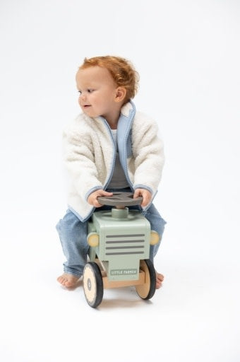 Angel Dear Sherpa Cream & Blue Zip Jacket