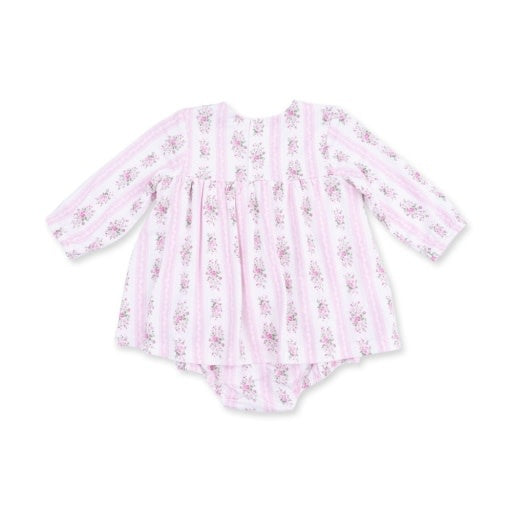 Angel Dear Bella Rose Stripe - Long Sleeve Smocked Ruffle Bubble with Skirt