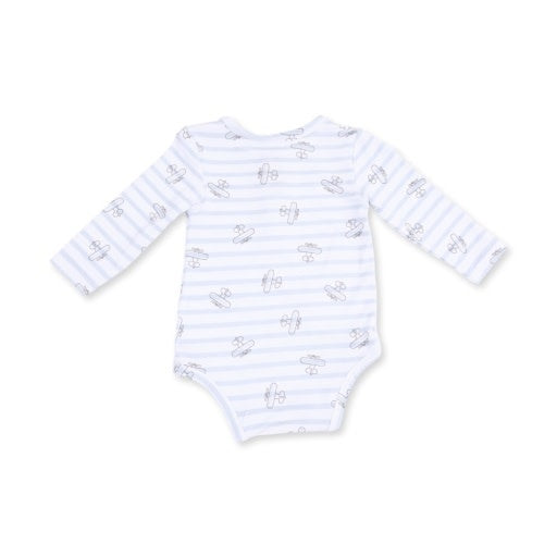 Angel Dear Airplane Stripe Henley Bodysuit