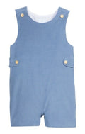 Little English Button Tab John John - Stormy Blue Corduroy