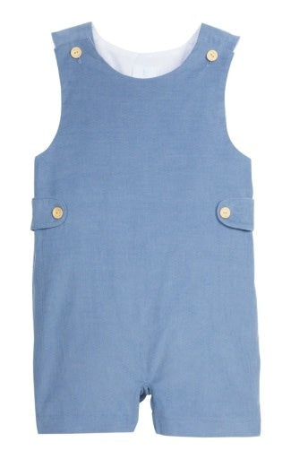 Little English Button Tab John John - Stormy Blue Corduroy