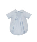 Petit Bebe Blue Smocked Knit Boy Bubble